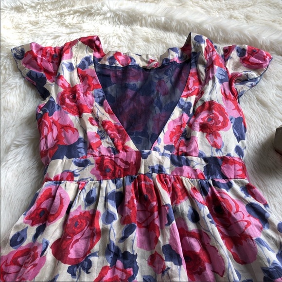 Free People Floral Rose V-Neck Dress - Picture 3 of 7